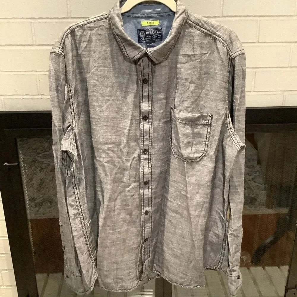 #201 Awesome American Rag Charcoal Long Sleeve Shirt Size XXL